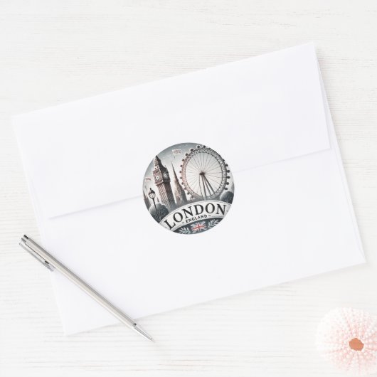 Londen Ronde Sticker (Envelop)