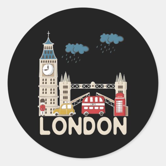 Londen Ronde Sticker (Voorkant)