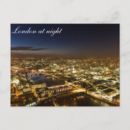Londen 's nachts - briefkaart van het Uitzicht van (Voorkant)