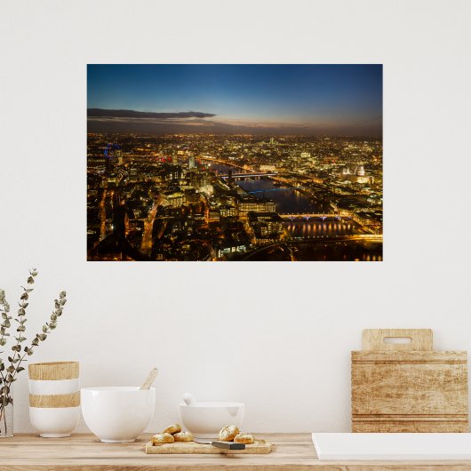 Londen 's nachts - poster van het Uitzicht vanuit (Keuken)