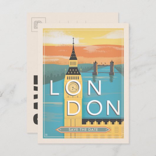 Londen | Save the date Aankondigingskaart (Voorkant / Achterkant)