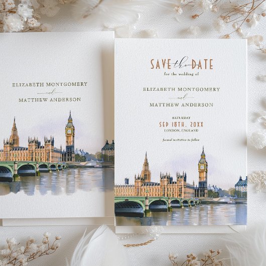 Londen Save The Date Bestemmingshuwelijk Kaart