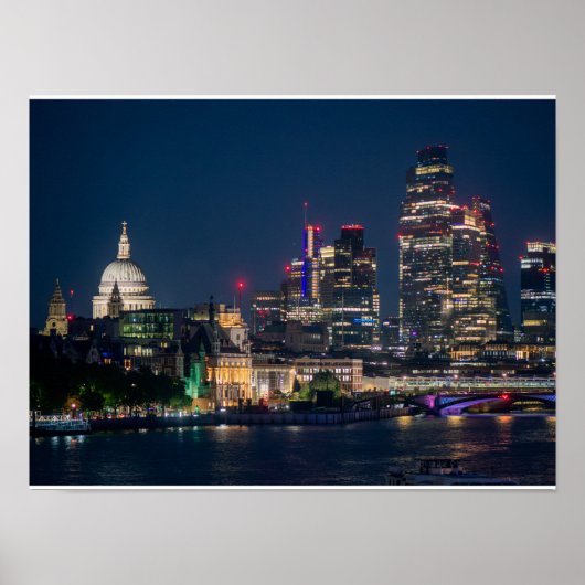Londen Silhouet bij Nacht Poster (Voorkant)
