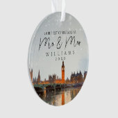 Londen Silhouet Eerste Kerstmis Als Meneer & Mevro Ornament (voorkant)