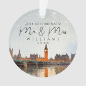 Londen Silhouet Eerste Kerstmis Als Meneer & Mevro Ornament (voorkant)