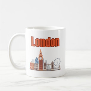 Londen Silhouet Groot Lettertype Koffiemok