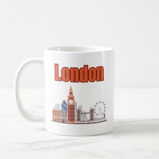 Londen Silhouet Groot Lettertype Koffiemok (Links)