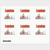 Londen Silhouet Grote Letter Vierkante Stickers (Vel)