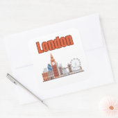 Londen Silhouet Grote Letter Vierkante Stickers (Envelop)