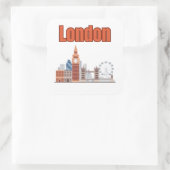 Londen Silhouet Grote Letter Vierkante Stickers (Tas)