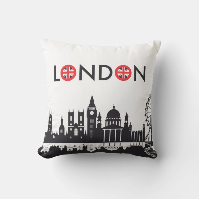 Londen Silhouet Kussen (Voorkant)
