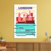 Londen silhouet reisposter. canvas afdruk (Insitu (Woonkamer))
