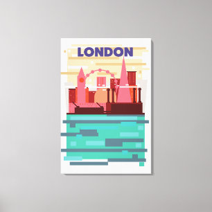 Londen silhouet reisposter. canvas afdruk