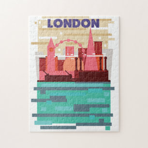 Londen silhouet reisposter. legpuzzel