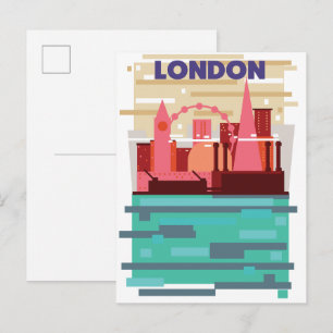 Londen silhouet reisposter. uitnodiging briefkaart
