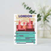 Londen silhouet reisposter. uitnodiging briefkaart (Staand voorkant)