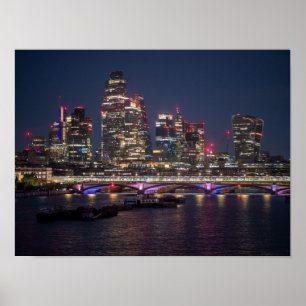 Londen Silhouet 's Nachts Poster