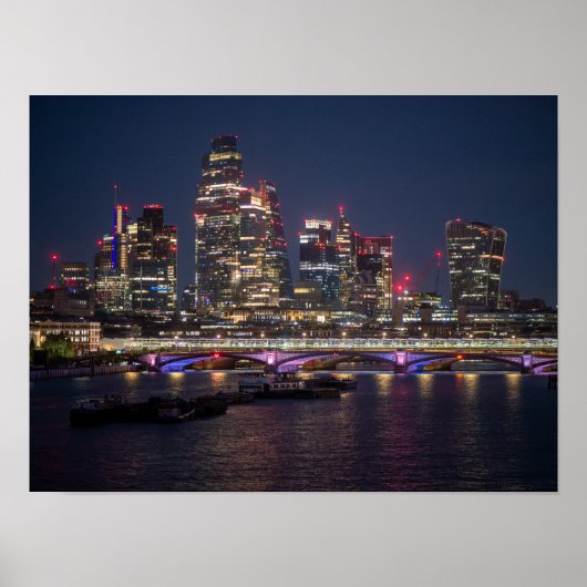 Londen Silhouet 's Nachts Poster (Voorkant)