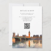 Londen Silhouet Watercolor QR Code Trouwkaart Kaart (Achterkant)