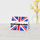 Londen Silhouette Union Jack Vlag Notitiekaart (Gele Bloem)