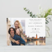 Londen Silhouette Waterverf Foto Bruiloft Save The Date (Staand voorkant)