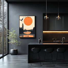 Londen Silhouetten - Big Ben bij zonsondergang Poster