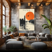 Londen Silhouetten - Tower Bridge Reflections Poster