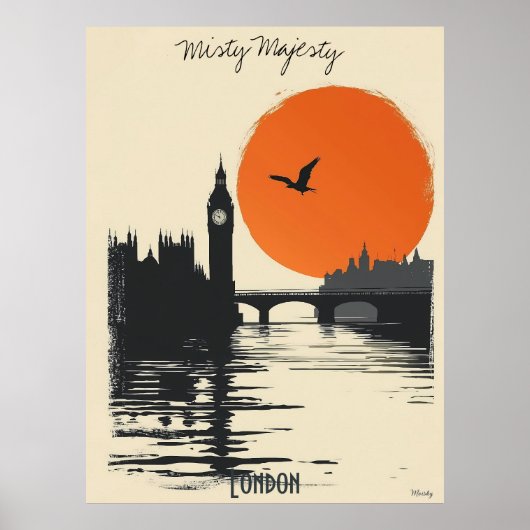 Londen Silhouetten - Tower Bridge Reflections Poster (Voorkant)