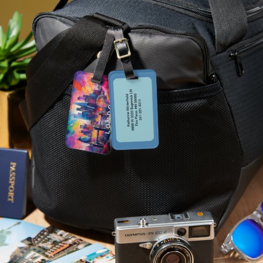 Londen Skyline Abstracte kunst Bagagelabel (Voorkant /achterkant)