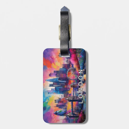 Londen Skyline Abstracte kunst Bagagelabel (Achterkant verticaal)