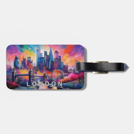 Londen Skyline Abstracte kunst Bagagelabel (Achterkant horizontaal)
