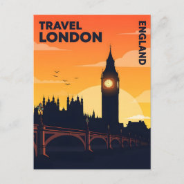 Londen skyline bij zonsondergang met Big Ben Briefkaart