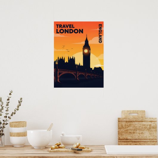Londen skyline bij zonsondergang met Big Ben Poster (Keuken)