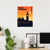 Londen skyline bij zonsondergang met Big Ben Poster (Thuiskantoor)