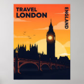 Londen skyline bij zonsondergang met Big Ben Poster (Voorkant)