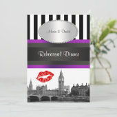 Londen Skyline BW Strp Paarse Kiss P Rephearsal Di Kaart (Staand voorkant)