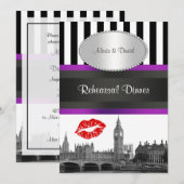 Londen Skyline BW Strp Paarse Kiss P Rephearsal Di Kaart (Voorkant / Achterkant)