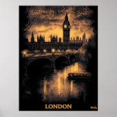 Londen Skyline - Charcoal Monochrome Art - Urban Poster (Voorkant)