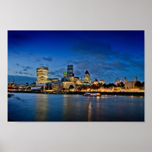 Londen Skyline CityScape bij nacht Poster (Voorkant)
