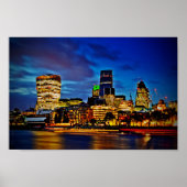 Londen Skyline CityScape bij nacht Poster (Voorkant)