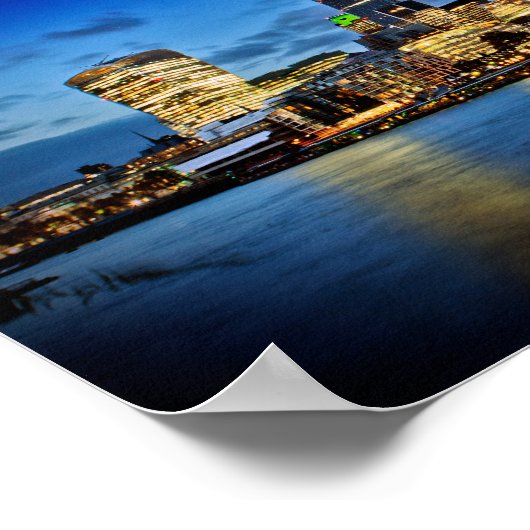 Londen Skyline CityScape bij nacht Poster (Hoek)