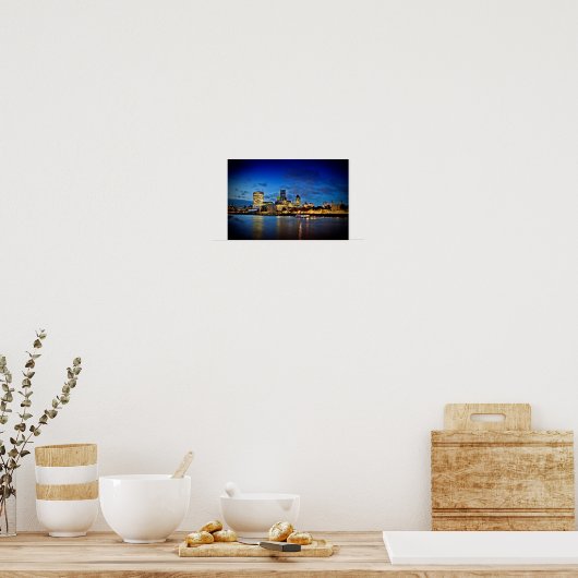 Londen Skyline CityScape bij nacht Poster (Keuken)