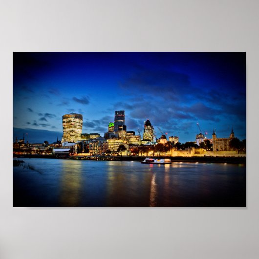 Londen Skyline CityScape bij nacht Poster (Voorkant)