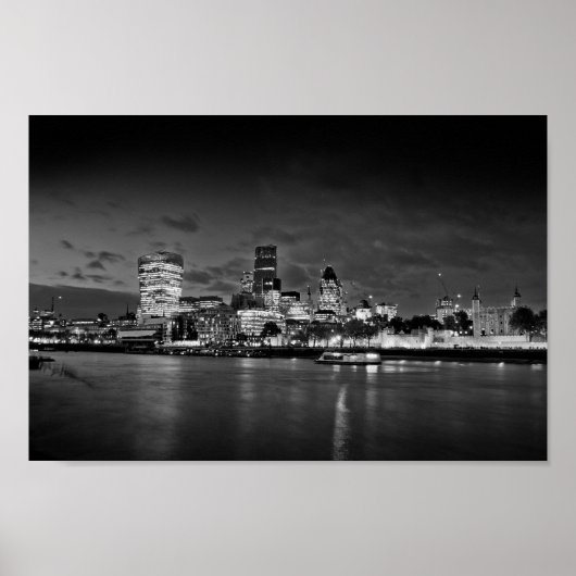 Londen Skyline CityScape bij nacht Poster (Voorkant)