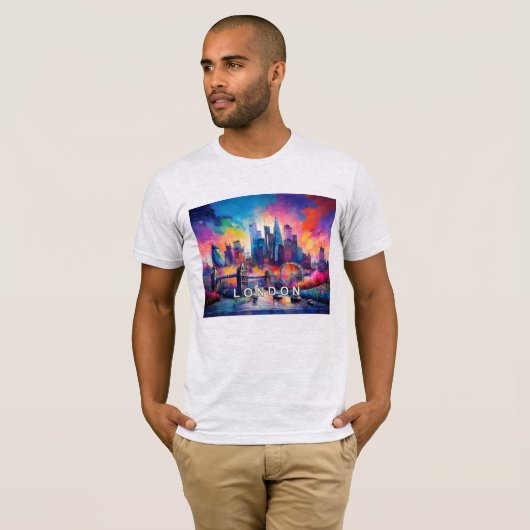 Londen Skyline Graffiti Art T-shirt (Voorkant volledig)