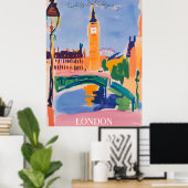 Londen Skyline met iconische architectuur in Fauvi Poster (Thuiskantoor)