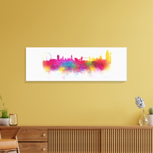 Londen Skyline Moderne aquarel Canvas Print (Insitu (Woonkamer))