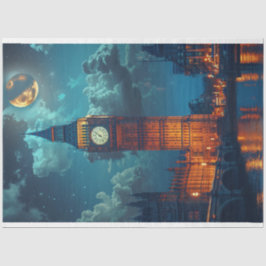 Londen Skyline nacht maan decoupage Tissuepapier