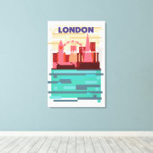 Londen skyline reisposter. canvas afdruk (Insitu (Houten vloer))