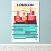 Londen skyline reisposter. canvas afdruk (Insitu (Houten vloer))